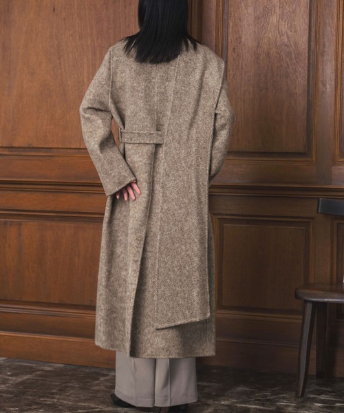 ELFRANK ノーカラーコート コート ウールコート 2WAYロングノーカラー