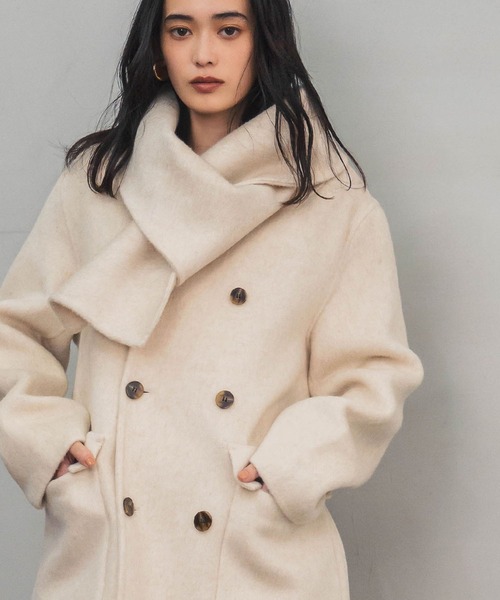 ELFRANK ノーカラーコート コート ウールコート 2WAYロングノーカラー