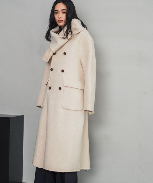 中川政七商店　コート　ロングコート　ノーカラー　マフラー　2点セット　レディース ノーカラーコート コート cashmere muffler collarless coat /カシミヤ