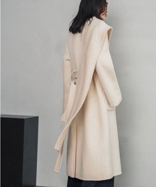 ELFRANK ノーカラーコート コート ウールコート 2WAYロングノーカラー