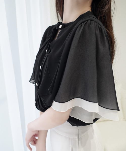 ROMEO GIGLI ブラックケープシャツ mily bilet ブラウス シャツ 「mily bilet」大人ガーリーを