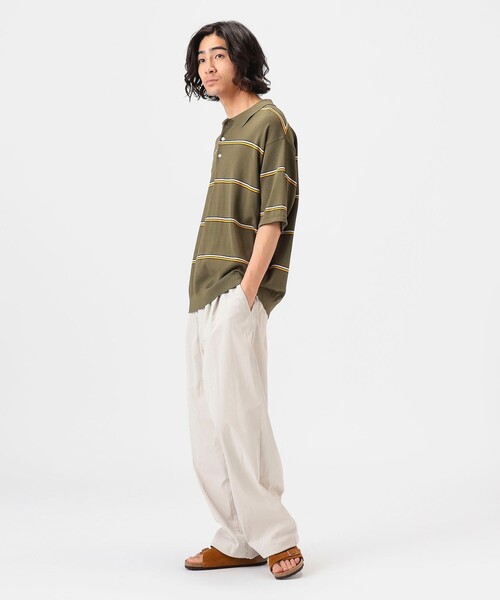 B：MING by BEAMS ポロシャツ 12ゲージ ボーダー ニット ポロ