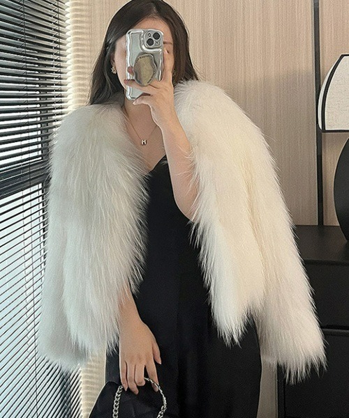 Ritomo De Ricco ノーカラーコート コート フワフワぬくぬくファー