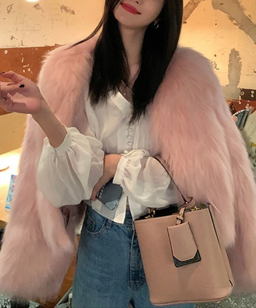 Ritomo De Ricco ノーカラーコート コート フワフワぬくぬくファー