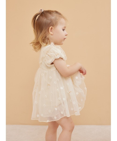 ジェラートピケ　デイジーチュールロンパース　70 gelato pique ベビー服 ロンパース 「BABY」デイジーチュール