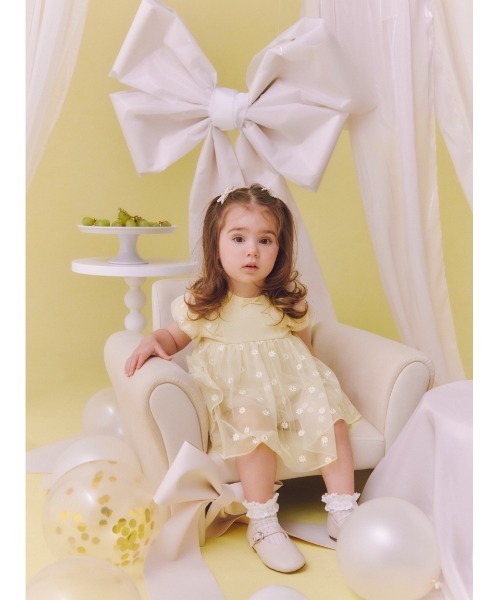 ジェラートピケ　デイジーチュールロンパース　70 gelato pique ベビー服 ロンパース 「BABY」デイジーチュール