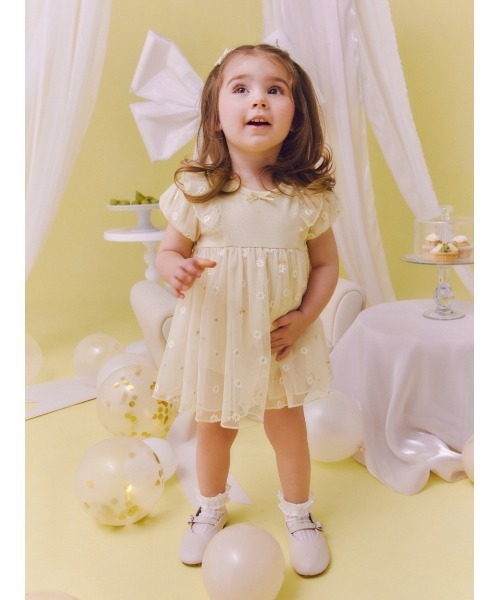 ジェラートピケ　デイジーチュールロンパース　70 gelato pique ベビー服 ロンパース 「BABY」デイジーチュール
