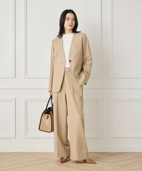 INED（イネド） ジャケット ノーカラージャケット 綿麻オックス