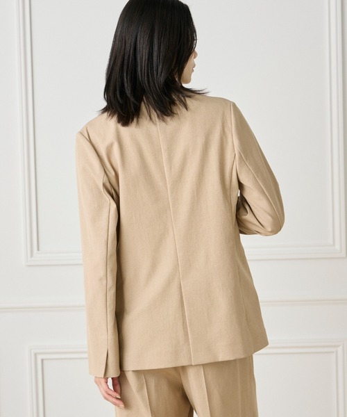 INED（イネド） ジャケット ノーカラージャケット 綿麻オックス