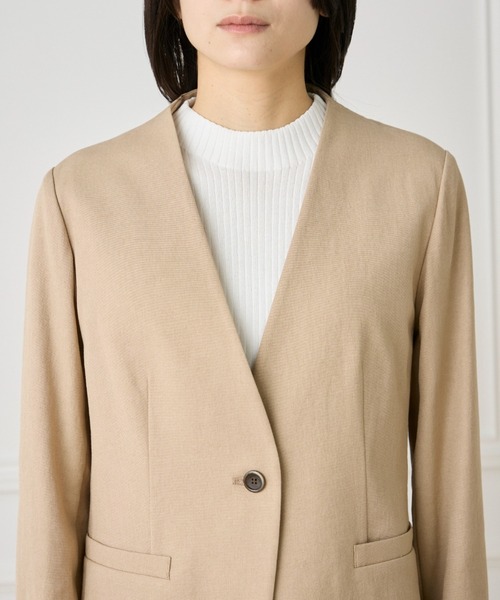 INED（イネド） ジャケット ノーカラージャケット 綿麻オックス