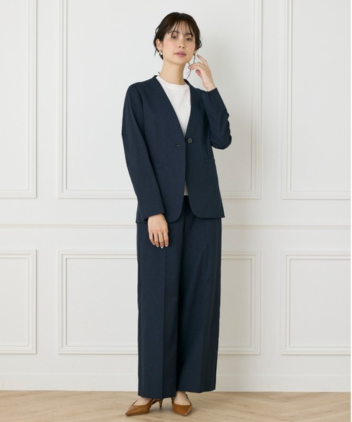 INED（イネド） ジャケット ノーカラージャケット 綿麻オックス