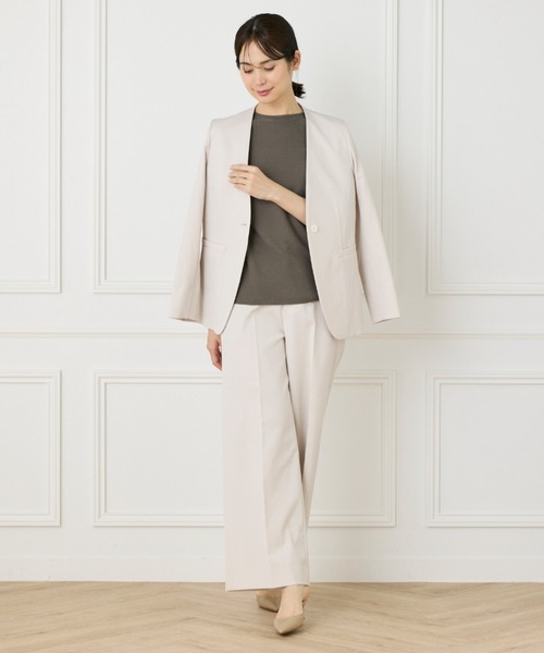 INED（イネド） ジャケット ノーカラージャケット 綿麻オックス