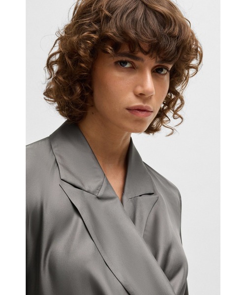 ブラウス シャツ スリムフィットブラウス シルク ラップフロント レディース BOSS（HUGO BOSS） ブラウス シャツ スリムフィットブラウス