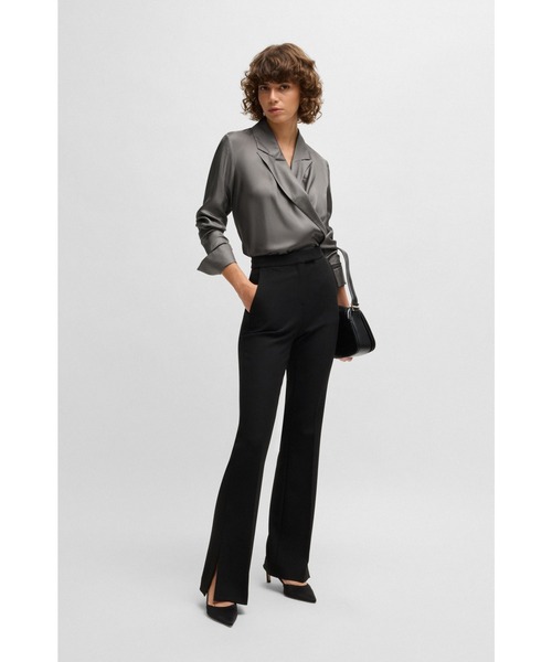 ブラウス シャツ スリムフィットブラウス シルク ラップフロント レディース BOSS（HUGO BOSS） ブラウス シャツ スリムフィットブラウス