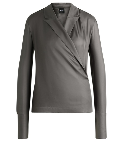 ブラウス シャツ スリムフィットブラウス シルク ラップフロント レディース BOSS（HUGO BOSS） ブラウス シャツ スリムフィットブラウス
