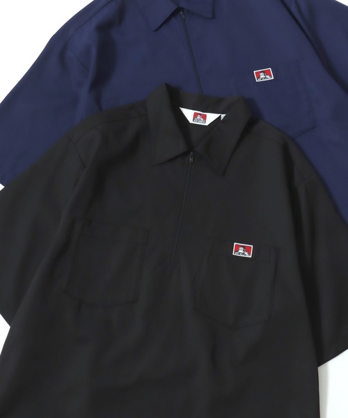 【used品】BEN DAVIS 長袖シャツL2枚 半袖シャツM1枚セット BEN DAVIS（ベンデイビス）】PANELLED ZIP FRONT WORK SHIRT