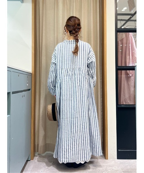 TSUHARU bySamansa Mos2リネンビエラショールカラーワンピース Samansa Mos2 ワンピース 「Cross×Linen」ショールカラー