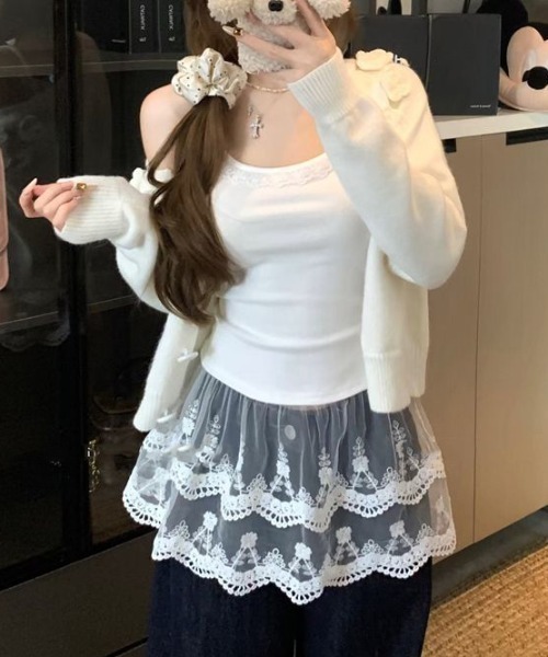 boudoir フミカウチダ vintage レースフリルキャミ アンティーク boudoir フミカウチダ vintage レースフリルキャミ アンティーク