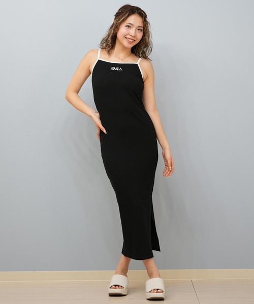 RVCA（ルーカ） ワンピース ワンピース リブ マキシ丈 ワンポイント
