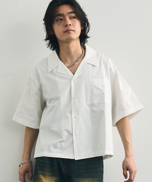Shoowtime シャツ Short length open collar short sleeve shirt