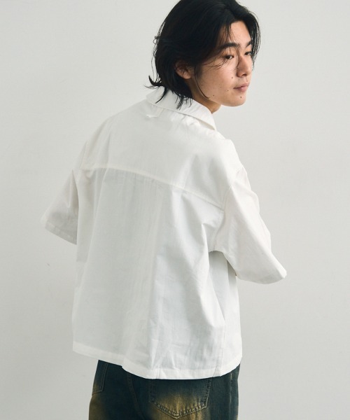 Shoowtime シャツ Short length open collar short sleeve shirt
