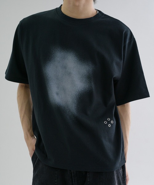 SNIFFさん専用　STRAIGHT UP Tシャツ T-ADJUST-SLITS-R13 T-shirt with runway set print｜ブラック