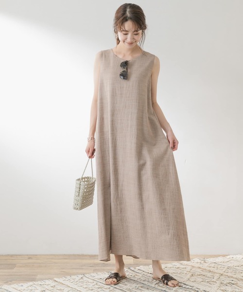 「F by ROSSO」 ノースリーブワンピース 36 ベージュ レディース_画像4