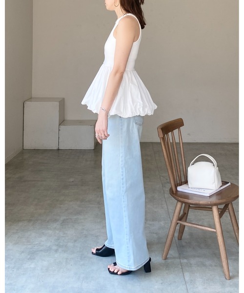 タンクトップ ノースリーブ カップ付きリブバルーントップス レディース She's Closet タンクトップ ノースリーブ カップ付きリブアメ