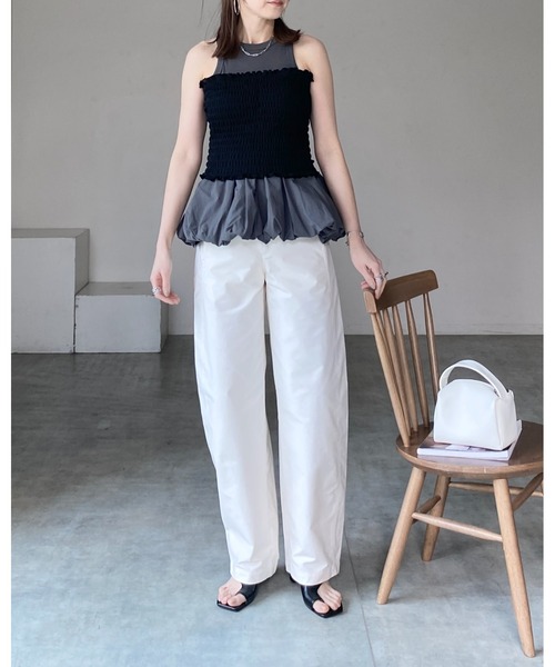 タンクトップ ノースリーブ カップ付きリブバルーントップス レディース She's Closet タンクトップ ノースリーブ カップ付きリブアメ