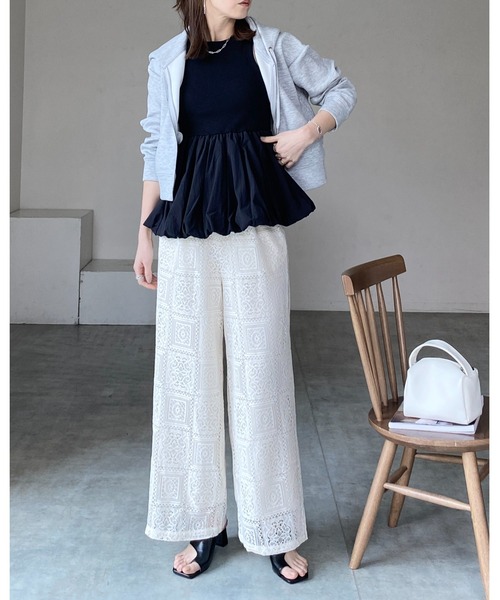 タンクトップ ノースリーブ カップ付きリブバルーントップス レディース She's Closet タンクトップ ノースリーブ カップ付きリブアメ