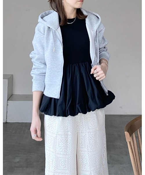 タンクトップ ノースリーブ カップ付きリブバルーントップス レディース She's Closet タンクトップ ノースリーブ カップ付きリブアメ
