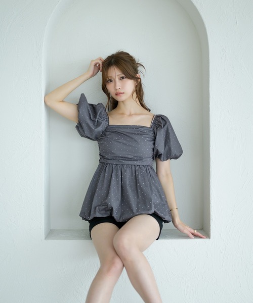 Ambre Neige（アンブルネージュ） ブラウス シャツ 3way balloon stone