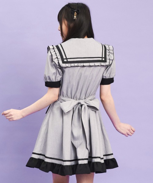 Secret Honey ワンピース サイドレースアップセーラーワンピース