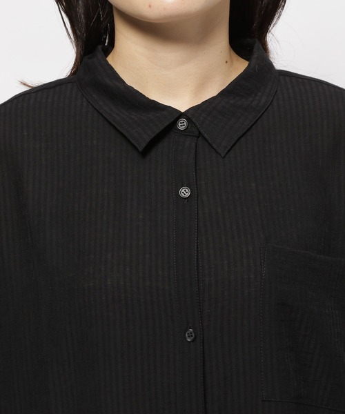 ニコアンド　開襟ドロストシャツ　ブラック　M niko and ｜開襟ドロストシャツ | Rakuten Fashion(楽天