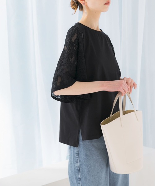 tシャツ 「WEB限定」ペイズリーレースフレアスリーブプル
