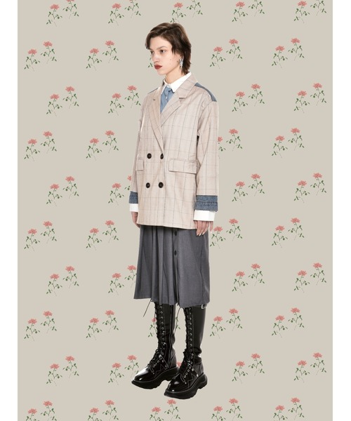 LA POMME ジャケット ラポミ プチ LA POMME petit Ribbon Attacthed Black Jacket