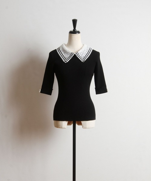 「tocco closet」 半袖ニット M オフホワイト レディース_画像4