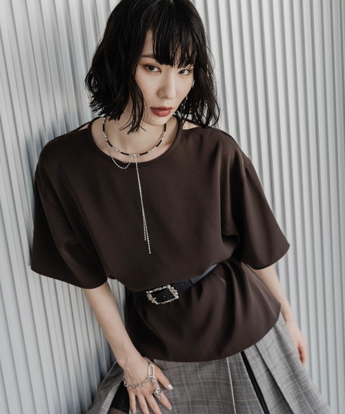 ハレ シャツ ブラウス 2Pショートシャツ＊ジャガードキャミビスチェ