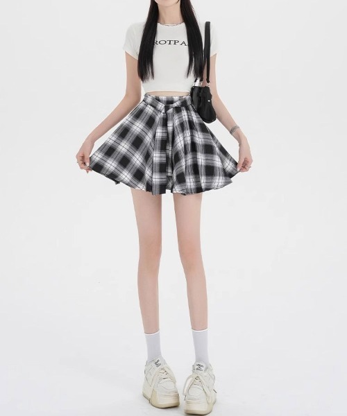 WEGO スカート WEGO/チェック腰巻き風スカートパンツ : ZOZOTOWN