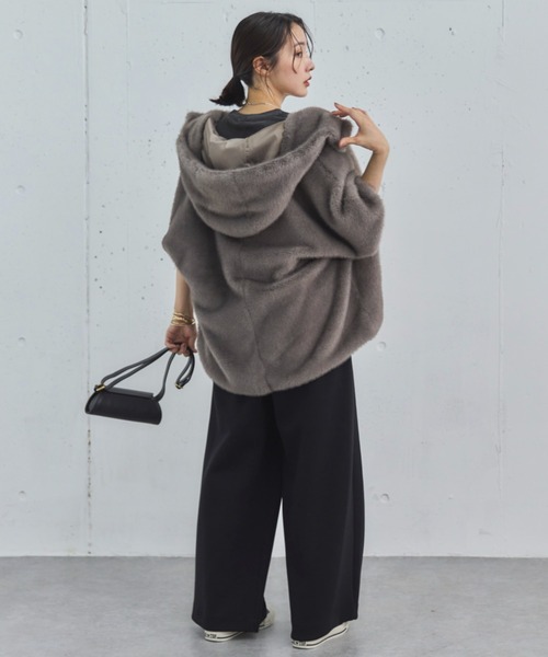 ドゥ アルシーヴ（Doux archives）/ミンクファーライクフーディーベスト DOUX ARCHIVES（ドゥアルシーヴ） コート アウター ミンクファーライク