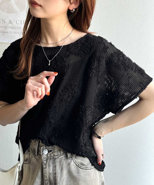 「classicalelf」 半袖カットソー LARGE チャコール レディース