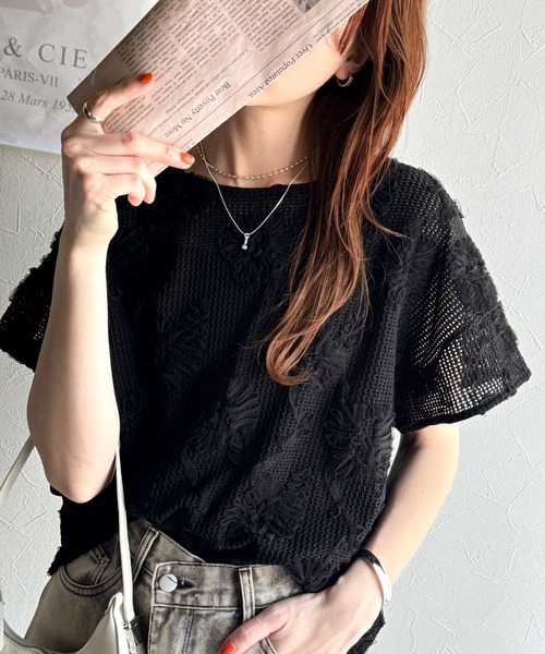 「classicalelf」 半袖カットソー LARGE チャコール レディース
