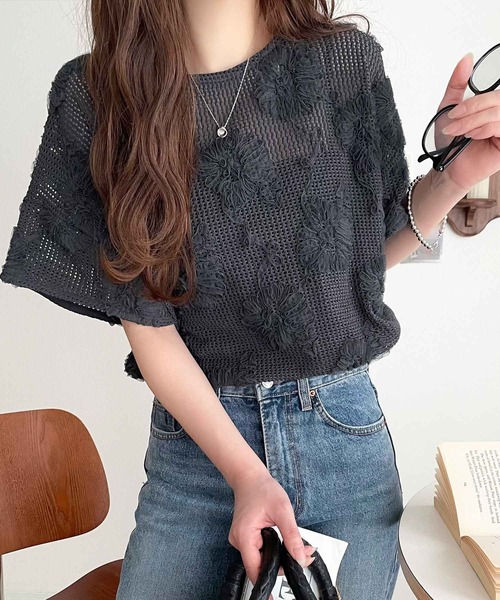 「classicalelf」 半袖カットソー LARGE チャコール レディース