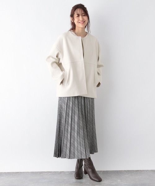 「GLOBAL WORK」 ノーカラーコート LARGE アイボリー レディース_画像2