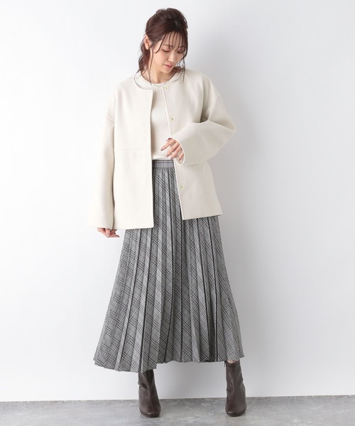 「GLOBAL WORK」 ノーカラーコート LARGE アイボリー レディース_画像4