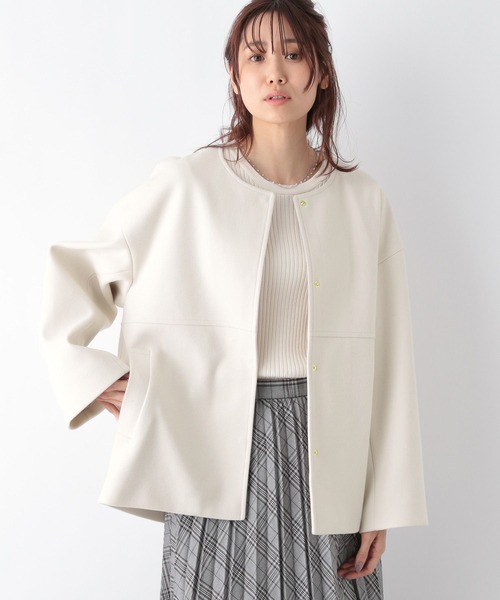 「GLOBAL WORK」 ノーカラーコート LARGE アイボリー レディース_画像9