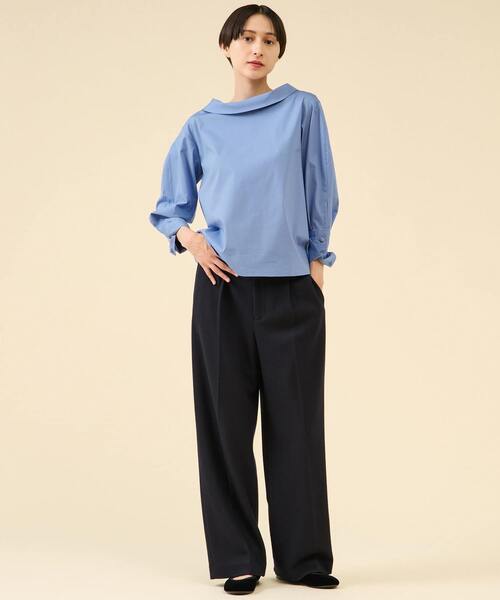 【ADEAM】23商品　ボートネックブラウス　2　ブラック　トップス　レディース ADEAM】23商品 ボートネックブラウス 2 ブラック トップス