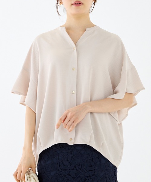 「INCEDE」 7分袖ブラウス LL オフホワイト レディース_画像4