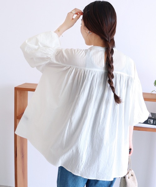 「reca」 半袖ブラウス FREE ブラック レディース_画像7