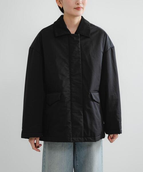 美品】Rirandtureベルテッド中綿ジャケット ダウン 黒 ブラック M